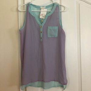 Sheer Two Tone Tank New With Tags